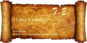 Tichy Elemér névjegykártya